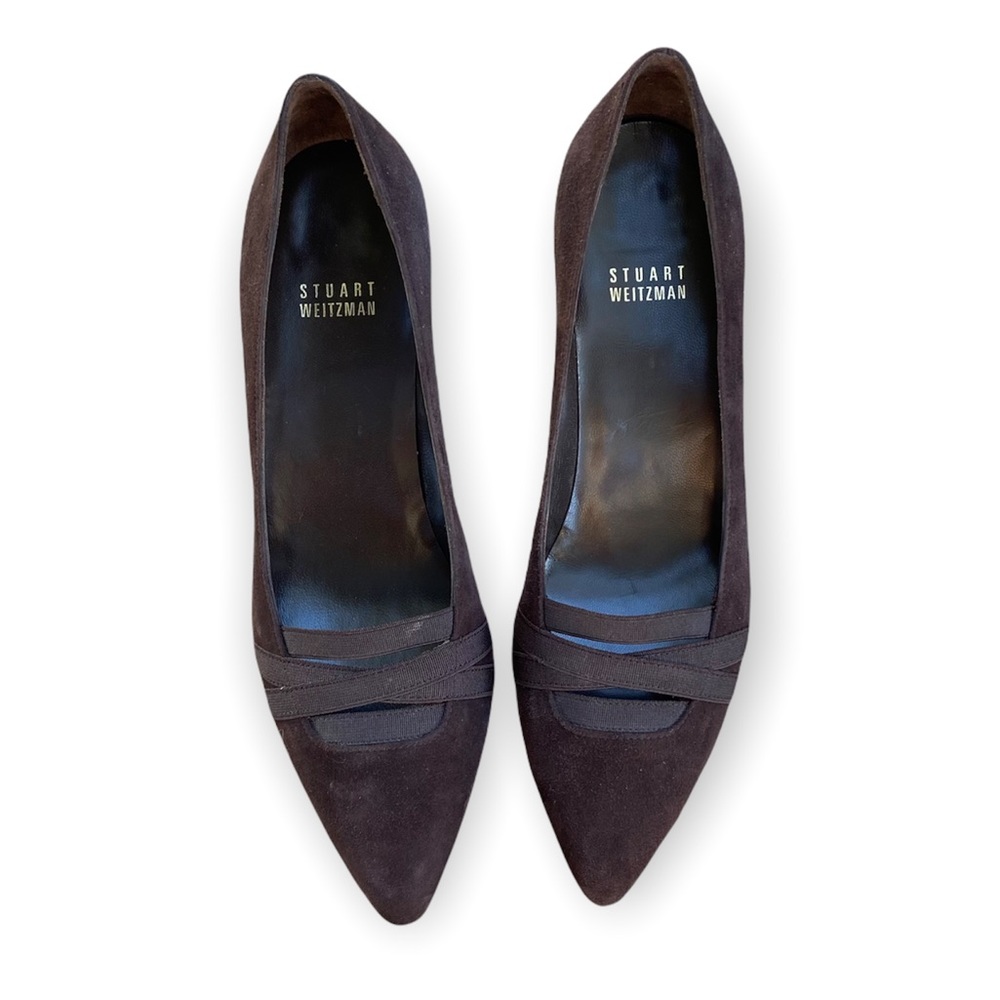 Stuart Weitzman Brown Suede Bandexvelt Pointy Toe Heel - Women's Size 7
